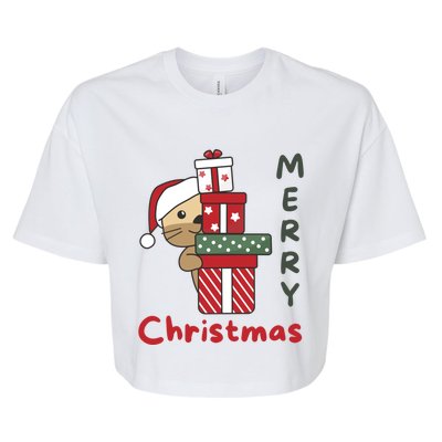 Otter Merry Christmas Festive Season Otter Gift Bella+Canvas Jersey Crop Tee