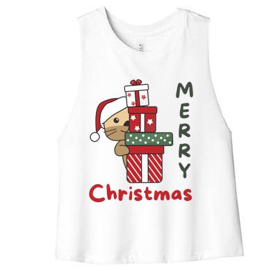 Otter Merry Christmas Festive Season Otter Gift Women's Racerback Cropped Tank