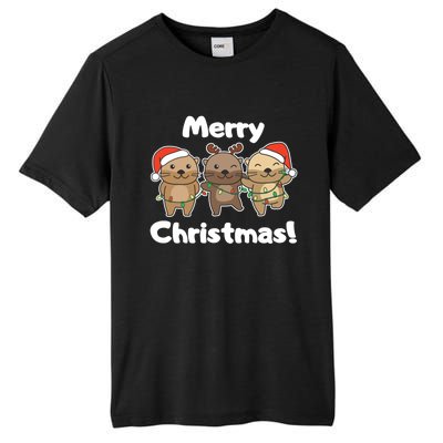 Otter Merry Christmas Winter Animals Otter Gift Tall Fusion ChromaSoft Performance T-Shirt