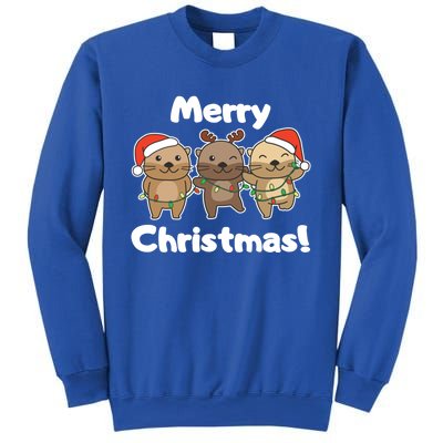 Otter Merry Christmas Winter Animals Otter Gift Sweatshirt