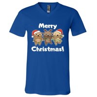 Otter Merry Christmas Winter Animals Otter Gift V-Neck T-Shirt