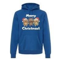 Otter Merry Christmas Winter Animals Otter Gift Premium Hoodie