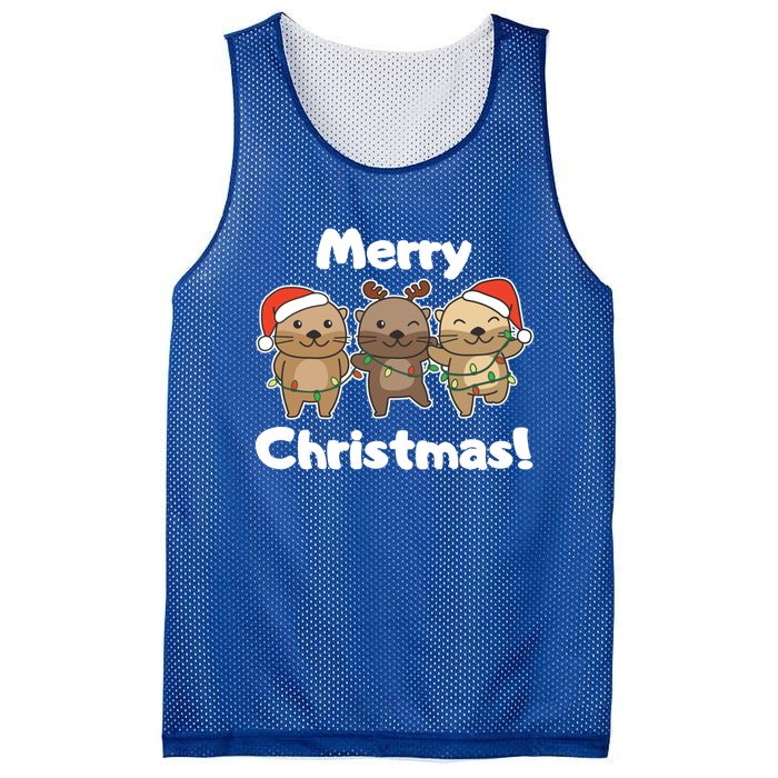 Otter Merry Christmas Winter Animals Otter Gift Mesh Reversible Basketball Jersey Tank