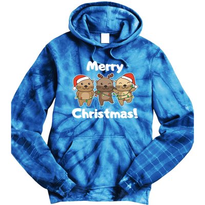 Otter Merry Christmas Winter Animals Otter Gift Tie Dye Hoodie