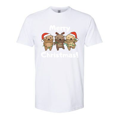 Otter Merry Christmas Winter Animals Otter Gift Softstyle CVC T-Shirt