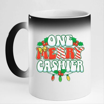 One Merry Cashier Christmas Xmas Holiday 11oz Black Color Changing Mug