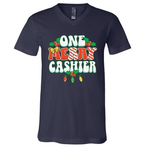 One Merry Cashier Christmas Xmas Holiday V-Neck T-Shirt