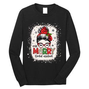 One Merry Dental Assistant Messy Bun Dental Nurse Christmas Long Sleeve Shirt