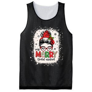 One Merry Dental Assistant Messy Bun Dental Nurse Christmas Mesh Reversible Basketball Jersey Tank