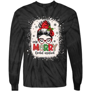 One Merry Dental Assistant Messy Bun Dental Nurse Christmas Tie-Dye Long Sleeve Shirt