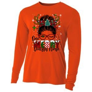 One Merry Dialysis Nurse Messy Bun Christmas Love Nurse Life Gift Cooling Performance Long Sleeve Crew