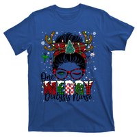 One Merry Dialysis Nurse Messy Bun Christmas Love Nurse Life Gift T-Shirt