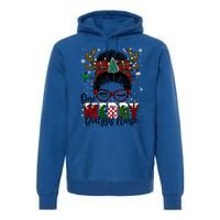 One Merry Dialysis Nurse Messy Bun Christmas Love Nurse Life Gift Premium Hoodie