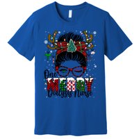 One Merry Dialysis Nurse Messy Bun Christmas Love Nurse Life Gift Premium T-Shirt