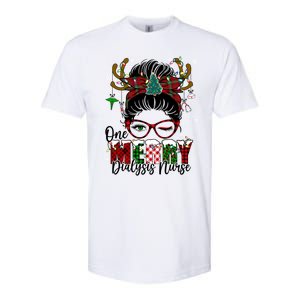 One Merry Dialysis Nurse Messy Bun Christmas Love Nurse Life Gift Softstyle CVC T-Shirt