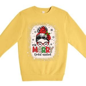 One Merry Dental Assistant Messy Bun Dental Nurse Christmas Premium Crewneck Sweatshirt