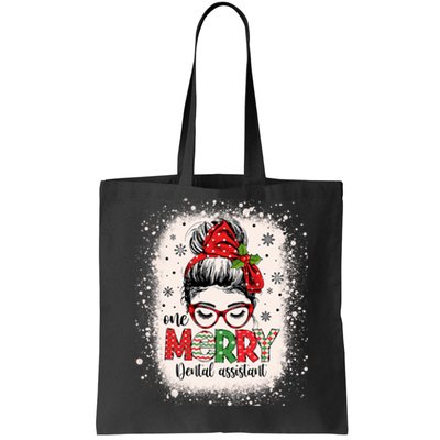 One Merry Dental Assistant Messy Bun Dental Nurse Christmas Tote Bag