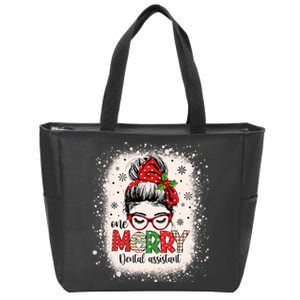 One Merry Dental Assistant Messy Bun Dental Nurse Christmas Zip Tote Bag