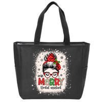 One Merry Dental Assistant Messy Bun Dental Nurse Christmas Zip Tote Bag