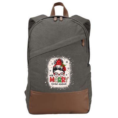 One Merry Dental Assistant Messy Bun Dental Nurse Christmas Cotton Canvas Backpack