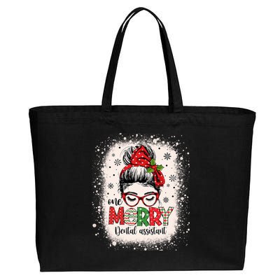 One Merry Dental Assistant Messy Bun Dental Nurse Christmas Cotton Canvas Jumbo Tote