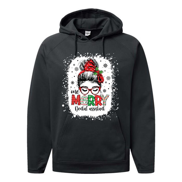 One Merry Dental Assistant Messy Bun Dental Nurse Christmas Performance Fleece Hoodie