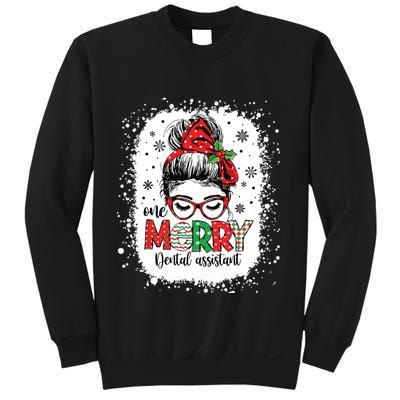 One Merry Dental Assistant Messy Bun Dental Nurse Christmas Sweatshirt