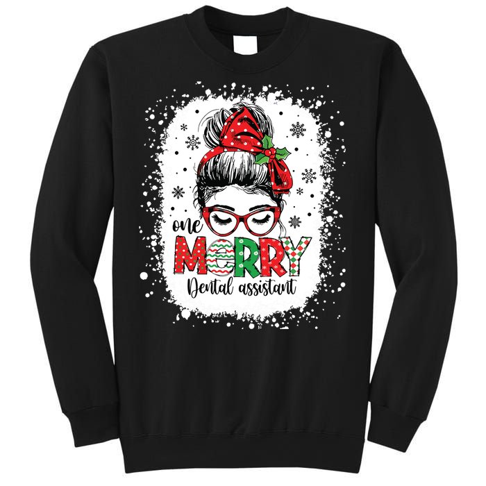 One Merry Dental Assistant Messy Bun Dental Nurse Christmas Sweatshirt