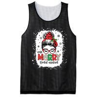 One Merry Dental Assistant Messy Bun Dental Nurse Christmas Mesh Reversible Basketball Jersey Tank