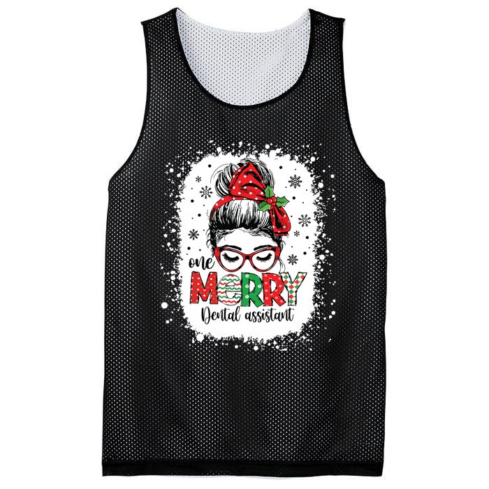 One Merry Dental Assistant Messy Bun Dental Nurse Christmas Mesh Reversible Basketball Jersey Tank