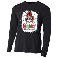 One Merry Dental Assistant Messy Bun Dental Nurse Christmas Cooling Performance Long Sleeve Crew