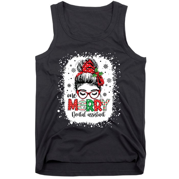 One Merry Dental Assistant Messy Bun Dental Nurse Christmas Tank Top