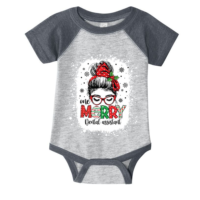 One Merry Dental Assistant Messy Bun Dental Nurse Christmas Infant Baby Jersey Bodysuit