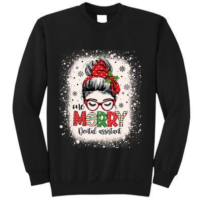 One Merry Dental Assistant Messy Bun Dental Nurse Christmas Sweatshirt