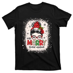 One Merry Dental Assistant Messy Bun Dental Nurse Christmas T-Shirt