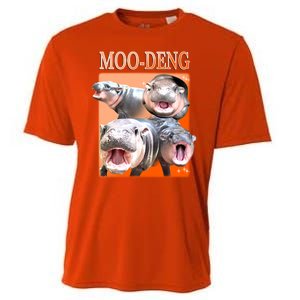 Orange Moo Deng Meme Hippo Cooling Performance Crew T-Shirt