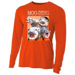 Orange Moo Deng Meme Hippo Cooling Performance Long Sleeve Crew