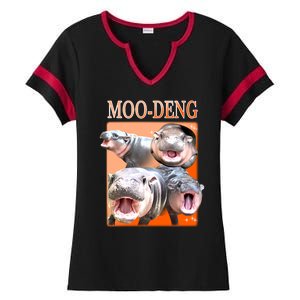 Orange Moo Deng Meme Hippo Ladies Halftime Notch Neck Tee