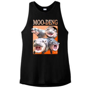 Orange Moo Deng Meme Hippo Ladies PosiCharge Tri-Blend Wicking Tank