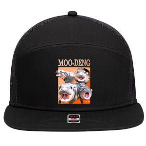 Orange Moo Deng Meme Hippo 7 Panel Mesh Trucker Snapback Hat