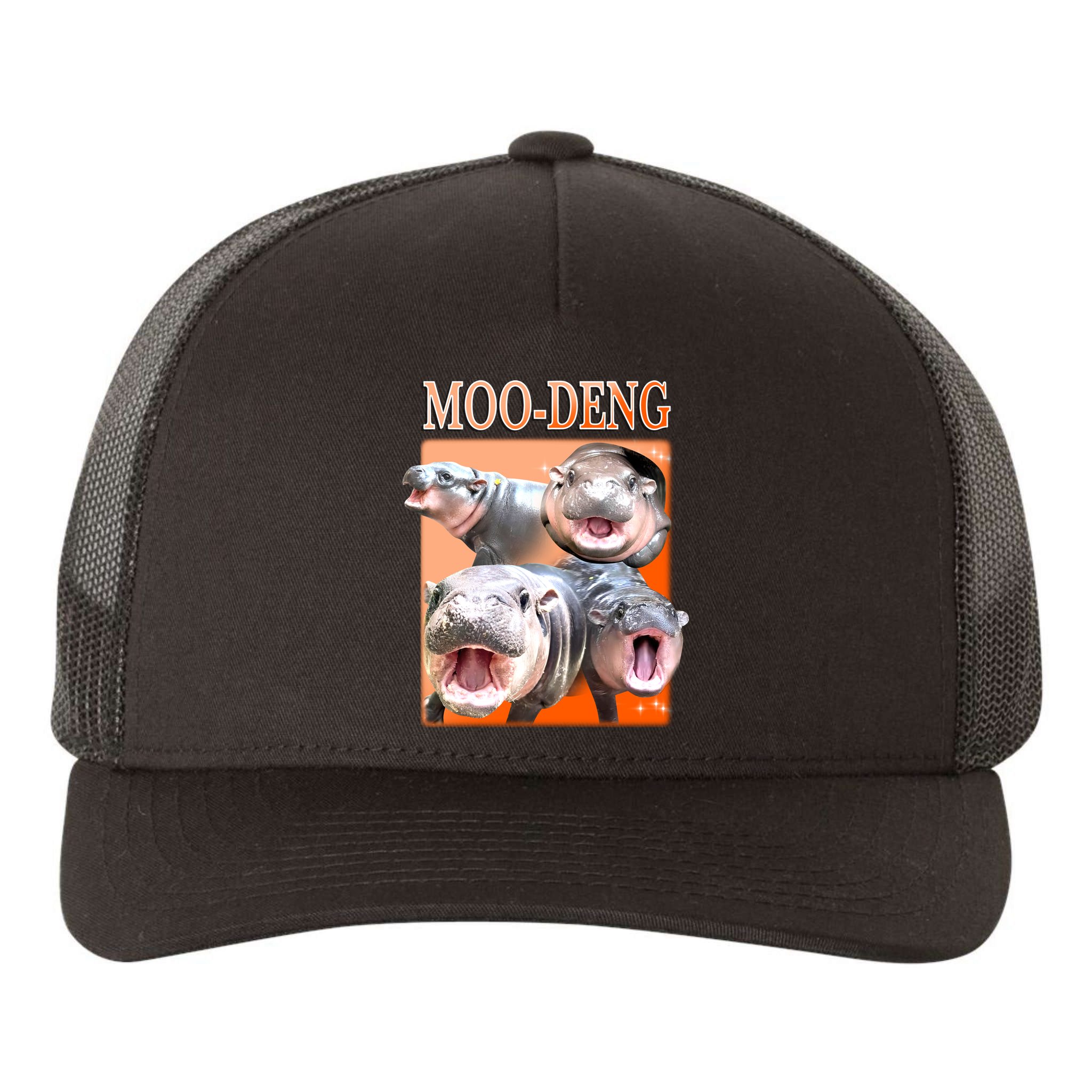 Orange Moo Deng Meme Hippo Yupoong Adult 5-Panel Trucker Hat