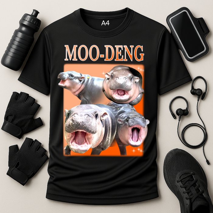 Orange Moo Deng Meme Hippo Performance Shirt