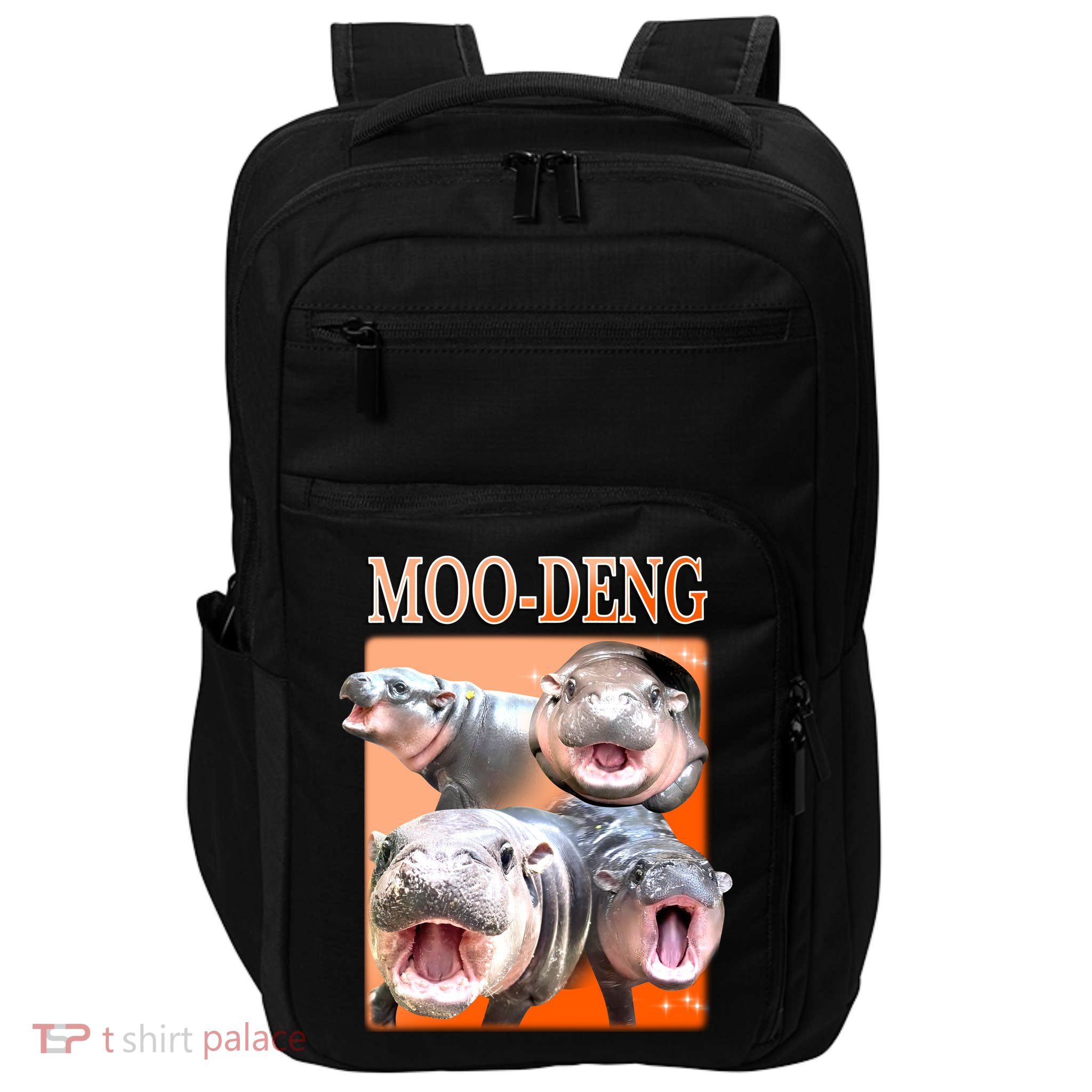 Orange Moo Deng Meme Hippo Impact Tech Backpack