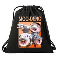 Orange Moo Deng Meme Hippo Drawstring Bag
