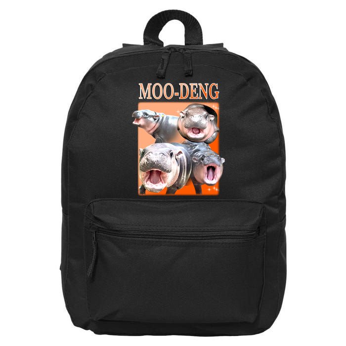 Orange Moo Deng Meme Hippo 16 in Basic Backpack