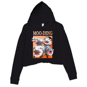 Orange Moo Deng Meme Hippo Crop Fleece Hoodie