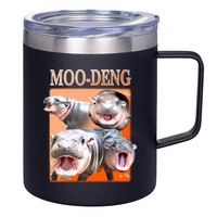 Orange Moo Deng Meme Hippo 12oz Stainless Steel Coffee Mug