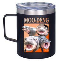 Orange Moo Deng Meme Hippo 12oz Stainless Steel Coffee Mug