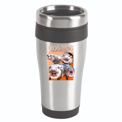 Orange Moo Deng Meme Hippo 16oz Travel Tumbler