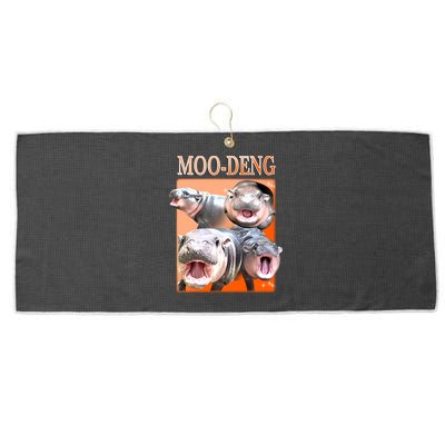 Orange Moo Deng Meme Hippo Large Microfiber Waffle Golf Towel